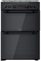 Hotpoint HDM67G0CCB 60cm Black Double Oven Gas Cooker