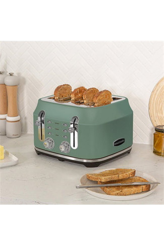 Rangemaster RMCL4S201MG Mineral Green 4 Slice Toaster 