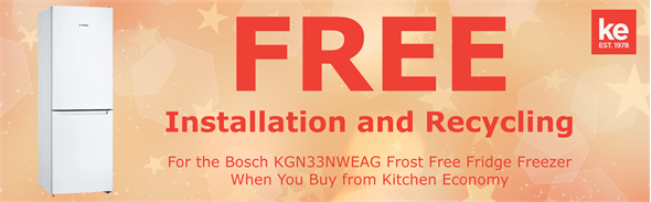 Free Installation And Recycling On The Bosch KGN33NWEAG Frost Free Fridge Freezer.