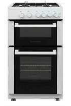 White Knight ATTCG50W White 50cm Twin Cavity Gas Cooker with 4 Burner Hob