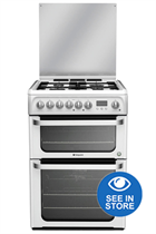 Hotpoint Ultima HUD61PS 60cm White Double Oven Dual Fuel Cooker