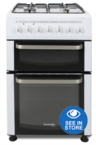 Montpellier Eco TDF60W 60cm White Twin Cavity Dual Fuel Cooker 