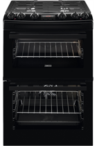 Zanussi ZCK66350BA 60cm Black Double Oven Dual Fuel Cooker