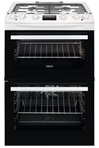 Zanussi ZCK66350WA 60cm White Double Oven Dual Fuel Cooker