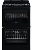Zanussi ZCV46250BA 60cm Black Double Oven Electric Cooker