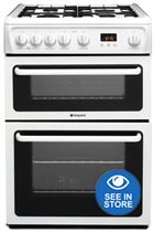 Hotpoint HAG60P 60cm White Double Oven Gas Cooker