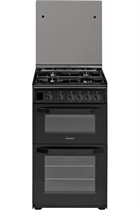 Hotpoint Cloe HD5G00CCBK 50cm Black Double Oven Gas Cooker