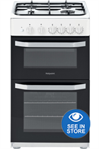 Hotpoint Cloe HD5G00KCW 50cm White Twin Cavity Gas Cooker