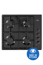 New World NWG60B 60cm Black Built-In Gas Hob