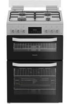 Hotpoint HDG6GDCW White 60cm Freestanding Gas Double Cooker with Glass Lid
