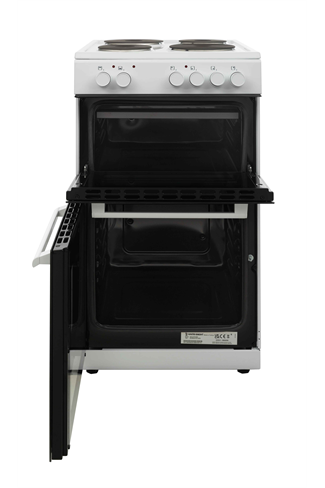 White Knight ATTC50W White 50cm Twin Cavity Electric Cooker Solid Plate
