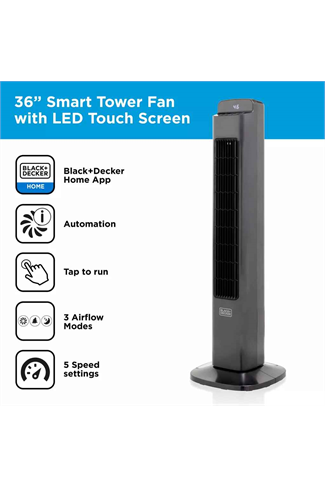 Black & Decker BXFT50008GB Black 36" Smart Digital Tower Fan WiFi