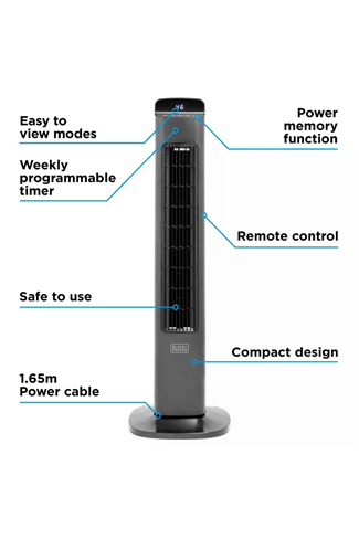 Black & Decker BXFT50008GB Black 36" Smart Digital Tower Fan WiFi