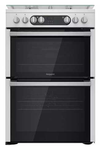 Hotpoint HDM67G9C2CX 60cm Silver Double Oven Dual Fuel Cooker