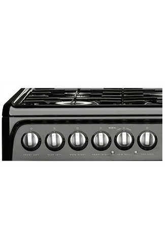 Hotpoint Ultima HUD61KS 60cm Black Double Oven Dual Fuel Cooker