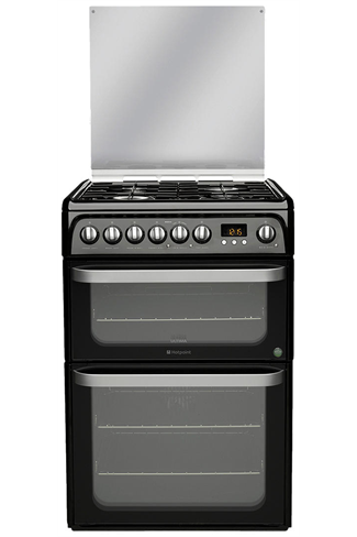 Hotpoint Ultima HUD61KS 60cm Black Double Oven Dual Fuel Cooker