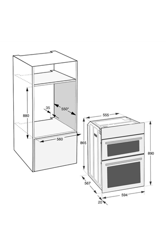 Hotpoint 89cm Built In Double Fan Oven with Enamel Liners