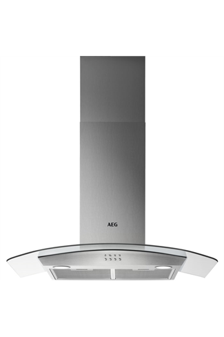 AEG DTB3953M 90cm Curved Glass Wall Chimney Hood, Mechanical Push Buttons, LED Lighting, 3 Speeds,