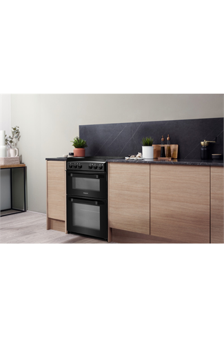 Hotpoint Cloe HD5V92KCB 50cm Black Twin Cavity Electric Cooker