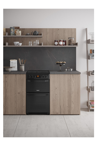 Hotpoint Cloe HD5V93CCB 50cm Black Double Oven Electric Cooker