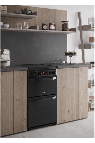 Hotpoint Cloe HD5V93CCB 50cm Black Double Oven Electric Cooker