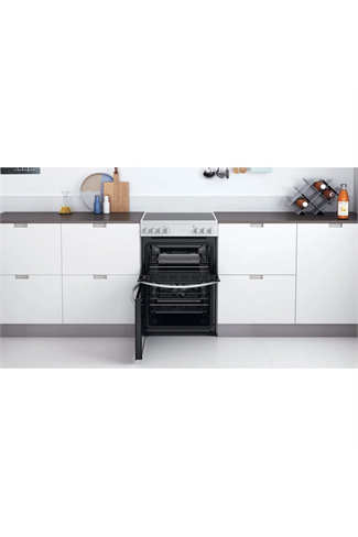 Indesit ID67V9KMWUK 60cm White Double Oven Electric Cooker