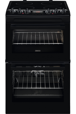 Zanussi ZCV46250BA 60cm Black Double Oven Electric Cooker