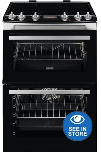 Zanussi ZCV66078XA 60cm Stainless Steel Double Oven Electric Cooker