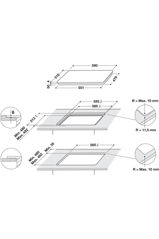 Hotpoint TQ1460SNE 59cm Black Built-In Induction Hob