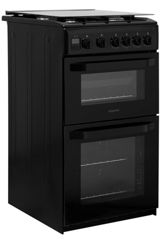 Hotpoint Cloe HD5G00CCBK 50cm Black Double Oven Gas Cooker