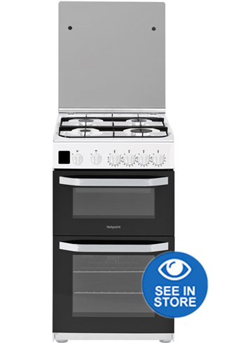 Hotpoint Cloe HD5G00CCW 50cm White Double Oven Gas Cooker