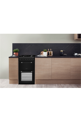 Hotpoint Cloe HD5G00KCB 50cm Black Twin Cavity Gas Cooker