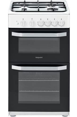 Hotpoint Cloe HD5G00KCW 50cm White Twin Cavity Gas Cooker