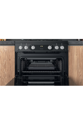 Hotpoint HDM67G0C2CB/UK 60cm Black Double Oven Gas Cooker