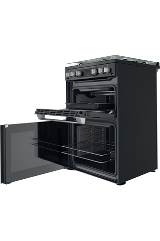 Hotpoint HDM67G0C2CB/UK 60cm Black Double Oven Gas Cooker