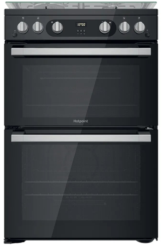 Hotpoint HDM67G0C2CB/UK 60cm Black Double Oven Gas Cooker