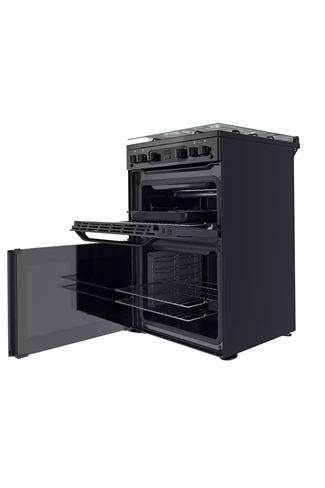 Hotpoint HDM67G0CCB 60cm Black Double Oven Gas Cooker