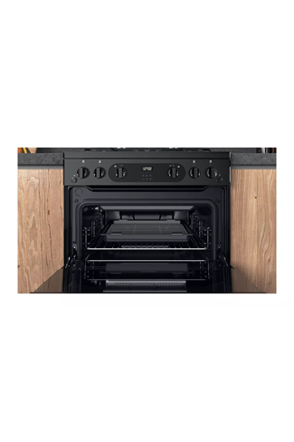 Hotpoint HDM67G0CCB 60cm Black Double Oven Gas Cooker