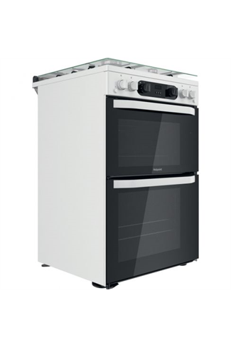 Hotpoint HDM67G0CCW 60cm White Double Oven Gas Cooker