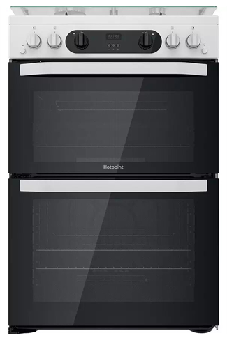 Hotpoint HDM67G0CCW 60cm White Double Oven Gas Cooker