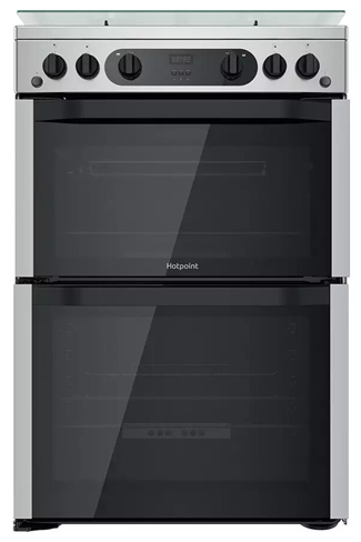 Hotpoint HDM67G0CCX 60cm Silver Double Oven Gas Cooker