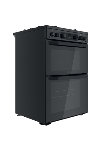 Hotpoint HDM67G0CMB 60cm Black Double Oven Gas Cooker 