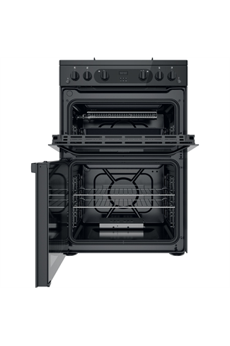 Hotpoint HDM67G0CMB 60cm Black Double Oven Gas Cooker 