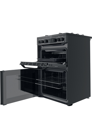 Hotpoint HDM67G0CMB 60cm Black Double Oven Gas Cooker 