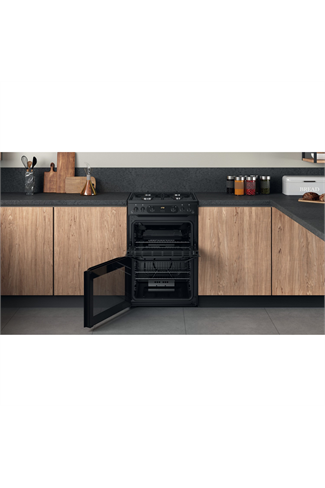 Hotpoint HDM67G0CMB 60cm Black Double Oven Gas Cooker 