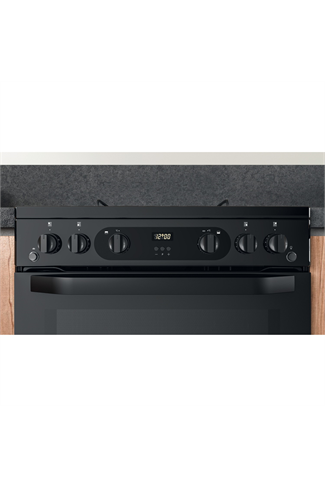 Hotpoint HDM67G0CMB 60cm Black Double Oven Gas Cooker 