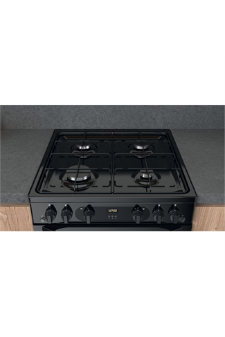 Hotpoint HDM67G0CMB 60cm Black Double Oven Gas Cooker 