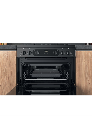 Hotpoint HDM67G0CMB 60cm Black Double Oven Gas Cooker 