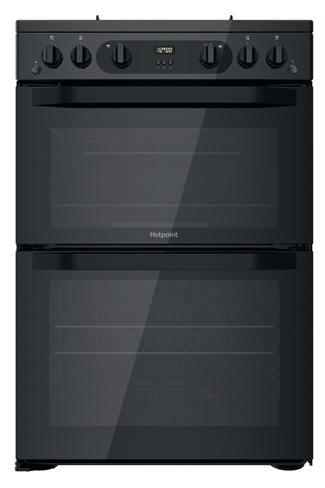 Hotpoint HDM67G0CMB 60cm Black Double Oven Gas Cooker 