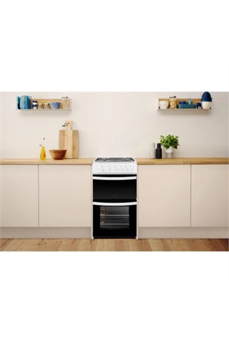 Indesit ID5G00KMW 50cm White Twin Cavity Gas Cooker